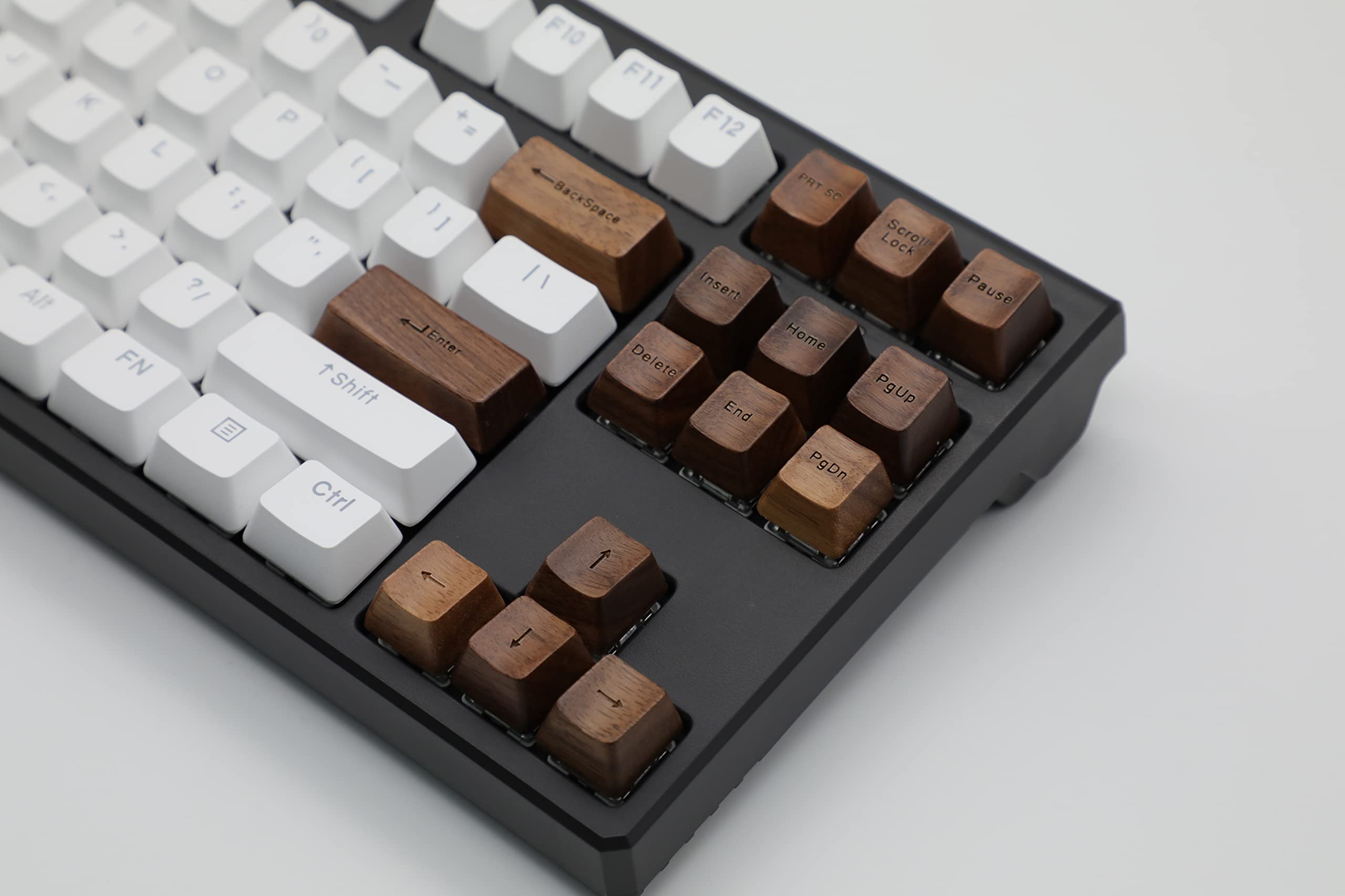 INLAND Microcenter Handmade Walnut Wood Keycap OEM Profile for Cherry MX Mechanical Keyboard Gaming DIY Replace 15 Keys