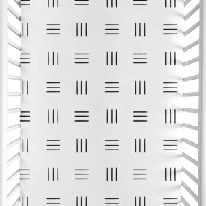 Sweet Jojo Designs White and Black Boho Mudcloth Boy Girl Fitted Mini Crib Sheet Baby Nursery Portable Crib Pack and Play Black and White Bohemian Woodland Tribal Southwest Mud Cloth Hatch Triple Line