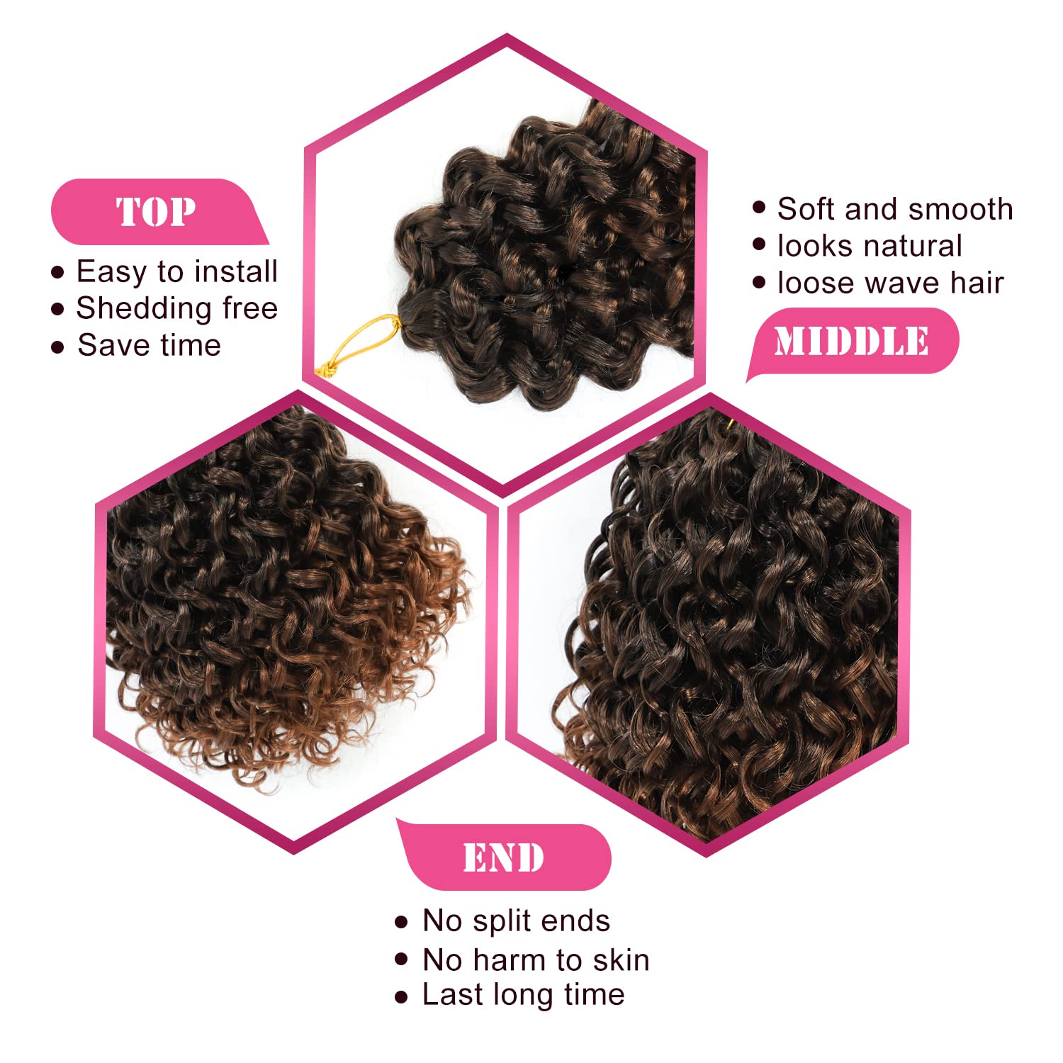 Gogo Curl Crochet Hair 8 Inch Short Curly Crochet Hair for Black Women Beach Curl Crochet hair - Water Wave Curly Crochet Braids Hair Deep Wave Synthetic Braiding Hair Extensions (8 inch T30)