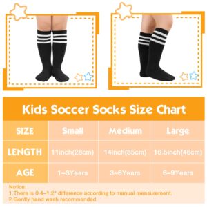 American Trends Kids Soccer Socks Toddler Knee High Long Black Socks for Boys Girls Striped Uniform Sports Tube Baseball Socks 1 Pack Pure Black 1-3T