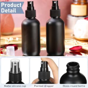 Nuogo 50 Pieces Mini Glass Spray Bottles Bulk 4 Oz Spray Bottles Fine Mist Glass Bottles with Funnel Dropper and Cleaning Brush Refillable for Essential Oils, Perfumes and Aromatherapy (Black)