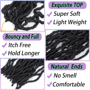 Faux Locs Crochet Hair 24 inch Soft Locs for Butterfly Locs Crochet Hair for Black Women New Faux Locs Pre Looped Curly Wavy Braiding Hair Extension (6 Packs,1B)