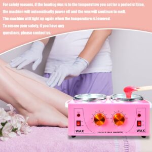 Double Wax Warmer Electric Wax Warmer Professional Machine for Hair Removal, Wax Heater for Paraffin Facial Skin Body Spa Salon Equipment with 100 Waxing Cloth And 50 Removal Wooden Craft Sticks