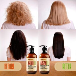 PURE NATURE Moroccan Argan Oil Shampoo and Conditioner Set with Heat Protectant Spray and Keratin Hair Mask