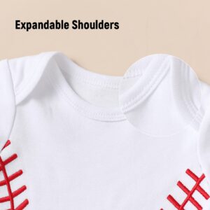 Chichoo Newborn Baby Boy Girl Bodysuit Baseball Sport Outfit Clothes Interlock 195 Gsm 0-24 Months (Baseball, 0-3 Months)