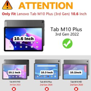 Herize Case for Lenovo Tab M10 Plus 3rd Gen 10.6 Inch 2022 | TB125FU/TB128FU/TB128XU Case with Screen Protector Pen Holder | 3 Layer Shockproof Rugged Sturdy Rubber Protective Case W/Shoulder Strap