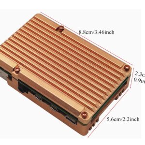 Raspberry Pi 4 Armor Case, Raspberry Pi 4 Computer Model B Aluminum Alloy Passive Cooling Case Compatible with Raspberry Pi 4 Model B (Gold)