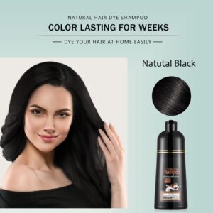 Instant Black Hair Shampoo for Gray Hair - Herbal Black Hair Dye Shampoo 3 in 1 for Women & Men,16.90 Fl Oz Black Hair Dye, Long lasting Black Shampoo, Champu Para Canas & Shampoo Para Canas(Black)