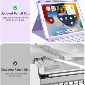 Hamile for iPad 9th Generation Case with Keyboard 10.2 Inch - Backlit Wireless Detachable Folio Keyboard Cover with Pencil Holder for iPad 8th Gen/7th Gen/iPad Pro 10.5"/iPad Air 3rd Gen (Purple)