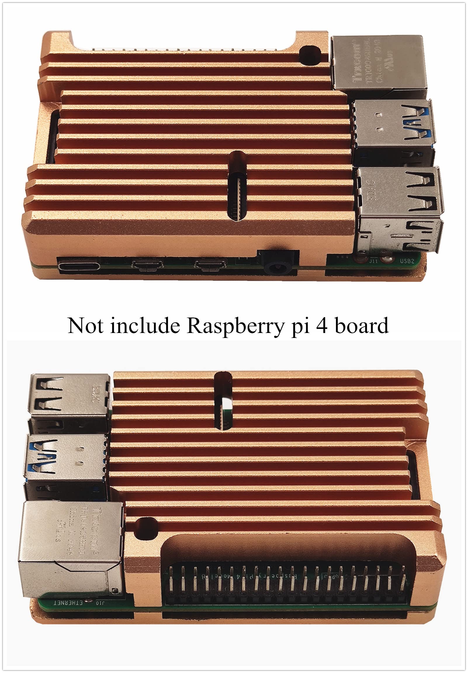 Raspberry Pi 4 Armor Case, Raspberry Pi 4 Computer Model B Aluminum Alloy Passive Cooling Case Compatible with Raspberry Pi 4 Model B (Gold)