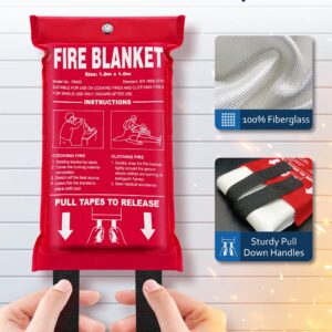 Ecoey Fire Blanket, Fiberglass Fire Blanket for Home & Kitchen, Emergency Blankets for Survival, Fire Blankets for People, Flame Retardant Fabric, Fireproof Blanket, Fire Safety, FJ109-B, 2 Packs