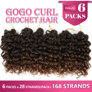 Gogo Curl Crochet Hair 8 Inch Short Curly Crochet Hair for Black Women Beach Curl Crochet hair - Water Wave Curly Crochet Braids Hair Deep Wave Synthetic Braiding Hair Extensions (8 inch T30)