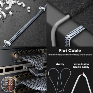 ARISKEEN Cat 8 Ethernet Cable 10 FT 2 Pack, 40Gbps 2000Mhz High Speed Cat8 Network LAN Patch Cord, Nylon Braided Heavy Duty Shielded RJ45 Flat Internet Cable for Indoor Outdoor - 10 Feet (Grey)