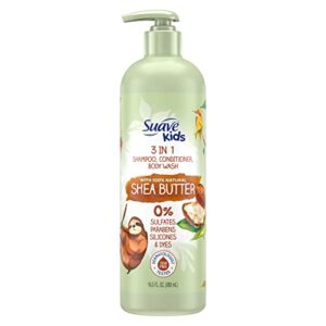 suave kids naturals 3in1 shampoo conditioner body wash kids 3 in 1 with shea butter dermatologist-tested and tear-free shampoo conditioner bodywash 16.5 oz