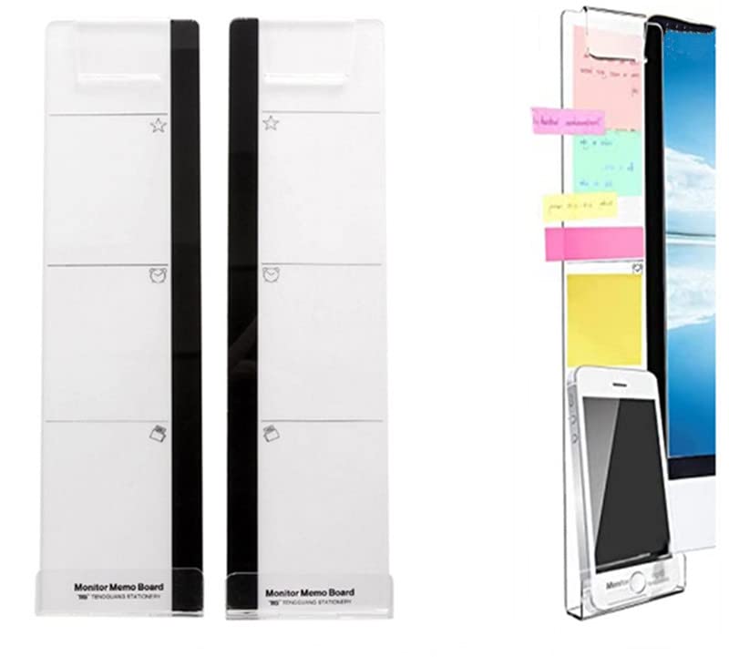 Computer Monitor Message Board memo Message Board Screen Side Panel with Mobile Phone Bracket 2 Pieces (Left and Right)