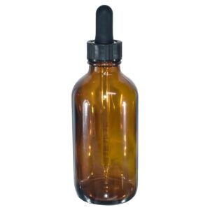 (Pack of 24) 4 oz. Amber Boston Round with Black Graduated Glass Dropper