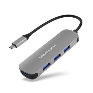 usb c hub meanhigh usb 3.0 hub for laptop 4 port usb expander multiport usb splitter type c hub dongle for macbook pro, mac mini imac, dell, hp, chromebook, pc flash drive hdd