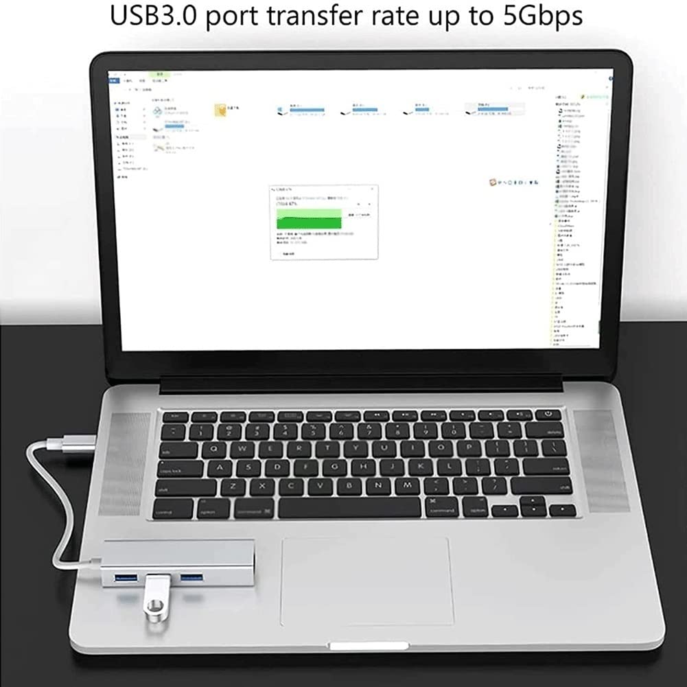 Beyori USB Hub,USB 3.0 Hub [5Gbps] with 10/100/1000M Ethernet and 3 USB 3.0 Ports for Laptop, USB Flash Drives, and Mobile HDD Silver (Color : Silver)