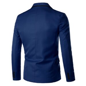 Men's Slim Fit Lightweight Suit Jacket One Button Lapel Slim Fit Business Blazer Casual Wedding Party Sport Coat (Blue,Large)