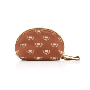 itzy ritzy everything storage pouch; small zipper pouch holds 2 pacifiers; snap handle attaches to diaper bag, stroller, purse; holds earbuds, chargers, change or disposable bags (terracotta sunrise)