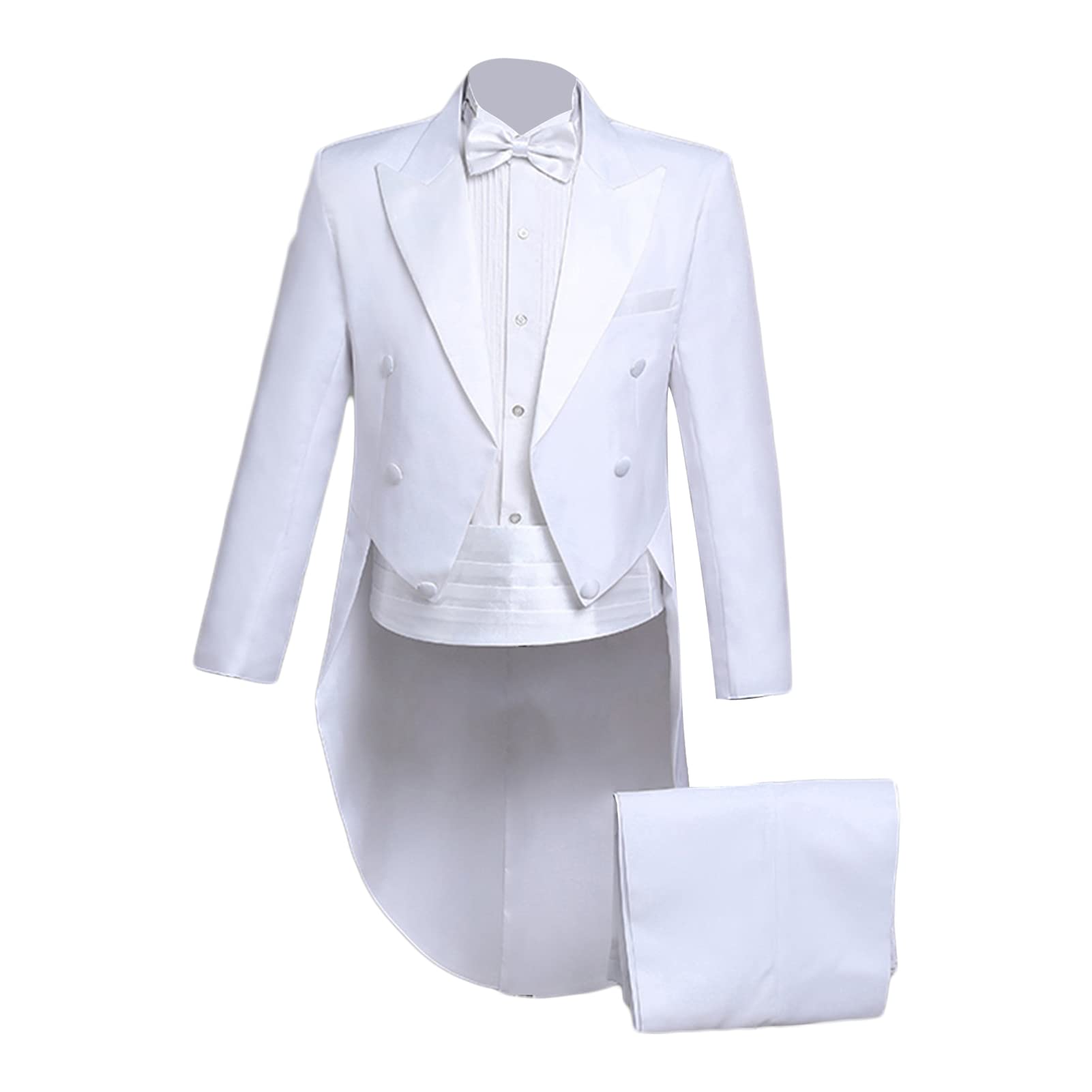 Men's Formal Peak Lapel Tailcoat Classic Magic Show Costume Jacket Tuxedo Party Dinner Swallowtail Tux Suit Coat (White,Medium)