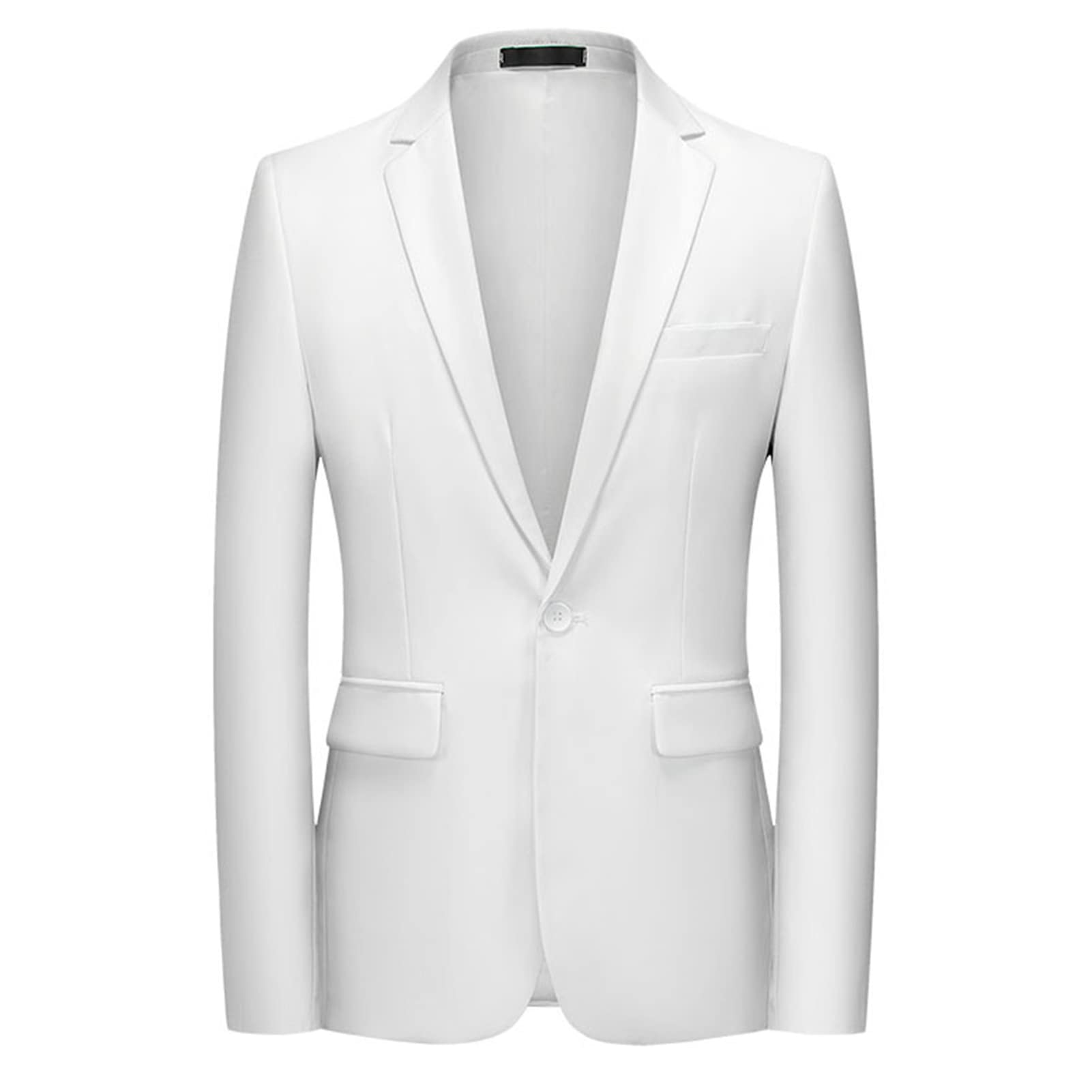 Men Slim Fit Daily Blazer One Button Lapel Slim Fit Business Jacket Solid Casual Formal Wedding Party Sport Coat (White,Medium)