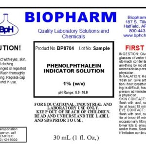 Phenolphthalein pH Indicator 1% Solution 8-Pack: 8×30-mL (8×1-fl oz) in Plastic Dropper Bottles