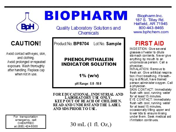 Phenolphthalein pH Indicator 1% Solution 8-Pack: 8×30-mL (8×1-fl oz) in Plastic Dropper Bottles