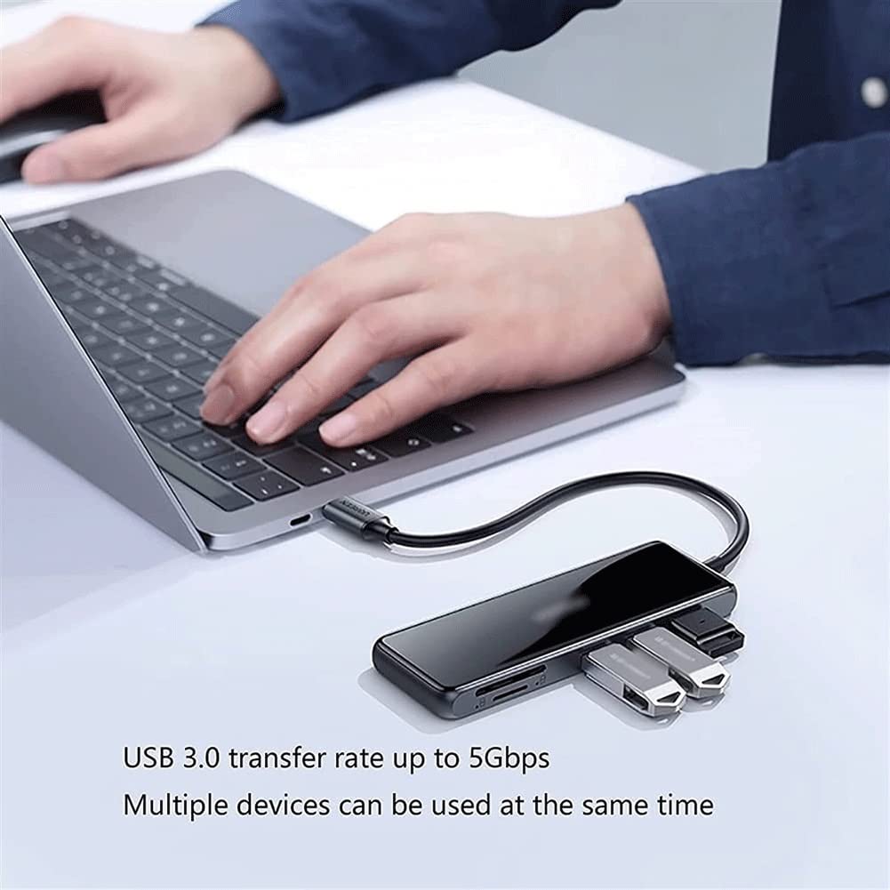 Beyori USB-C Hub,6 in 1 Multiport USB-C Docking Station with 4K HDMI, 3 USB 3.0 Ports, SD/TF Card Reader, USB Splitter Adapter