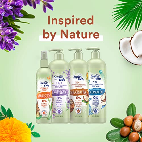 Suave Kids Naturals 3in1 Shampoo Conditioner Body Wash Kids 3 in 1 with Shea Butter Dermatologist-Tested and Tear-free Shampoo Conditioner Bodywash 16.5 oz