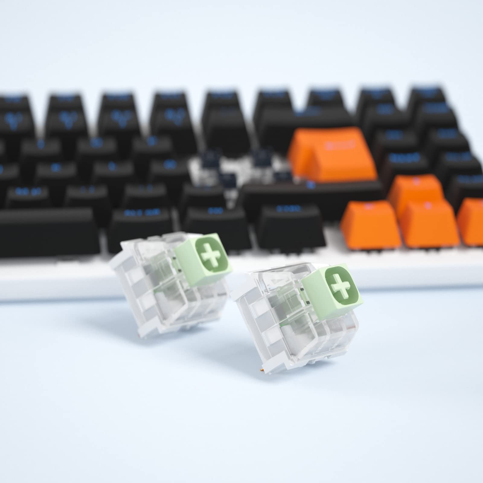 KAILH Box Jade Switches for Mechanical Gaming Keyboard DIY, 3pin 50gf Clicky,Compatible for 5pin RGB/SMD hot swappable. (Jade 70pcs)