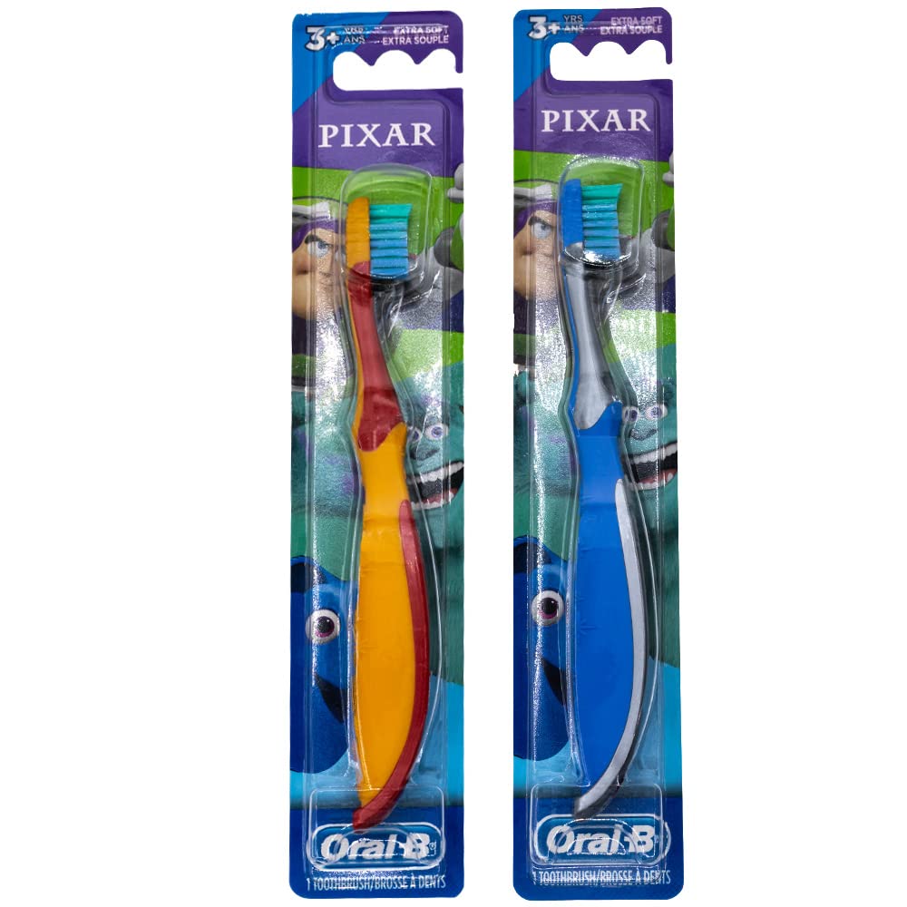 Oral-B Kids Pixar Toothbrush, Children 3+, Extra Soft (Characters Vary) - Pack of 2