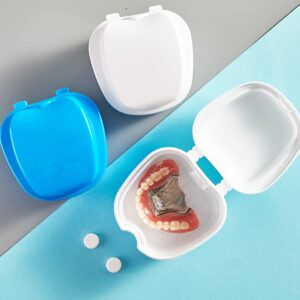 GXXMEI 3PCS Denture Case, Denture Cup with Strainer, Denture Bath Box Case False Teeth Storage Box with Basket Net Container Holder for Travel