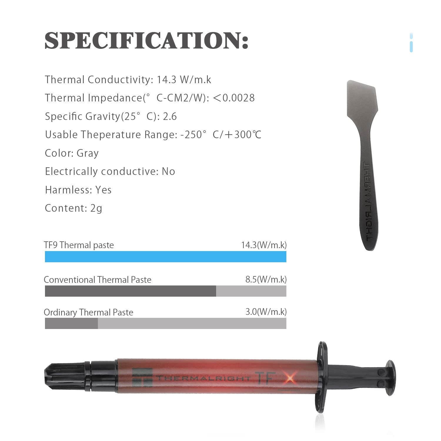 Thermalright TFX 2g Thermal Paste,The High Performance Thermal Grease for Cooling All Processors, Heat Sink Paste High Durability 14.3W/m. Graphics Cards and Heat Sinks in Computers and Consoles