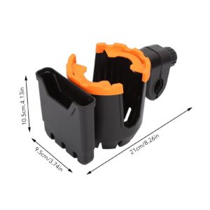 Stroller Cup Holder, Multifunction Water Bottle Holder with Large Caliber Designed, 360 Degrees Rotation Wheelchair Cup Holder, Portable Stroller Water Bottle Holder(Black Orange)