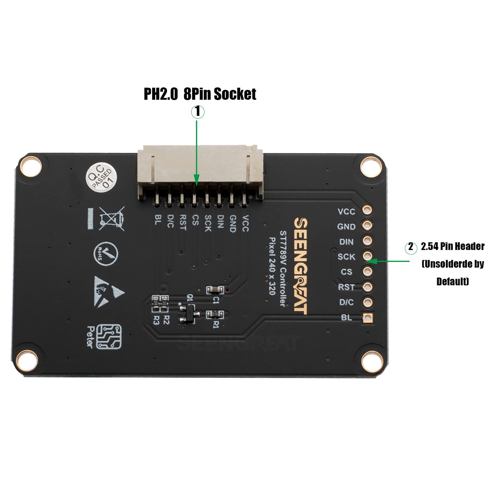 xicoolee 2inch LCD IPS Screen Display Module,Support 65K Colors, 240x320 Resolution Internal ST7789V Driver, Adopting 4-Wire SPI Interface, LCD Monitor