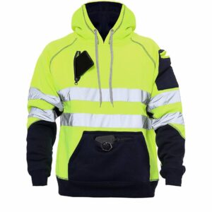 Cima Mode Men's Hi-Vis Hoodie Safety Hoodie Work Pullover Pullover Warm Kangaroo Pockets Sizes Small – 5XL Neon Yellow