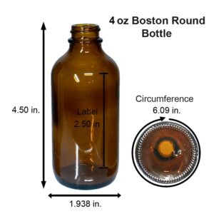 (Pack of 24) 4 oz. Amber Boston Round with Black Graduated Glass Dropper