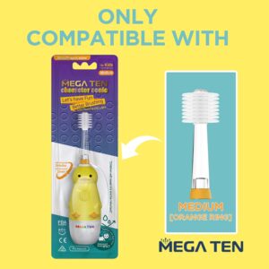 MEGATEN Kids 360 Degree Ultrasonic Electric Toothbrush Refill Brush Head - Made in Korea - Soft Microfiber Bristles - BPA Free - Over 48months, Medium 4ea