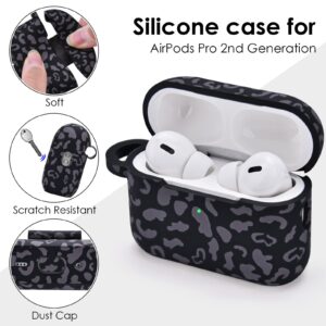 Filoto Airpods Pro 2nd Generation Case Cover 2022, Cute Silicone Protective Case with Bracelet Keychain Accessories for New Apple Airpods Pro 2 Women Girls (Dark Grey Leopard)