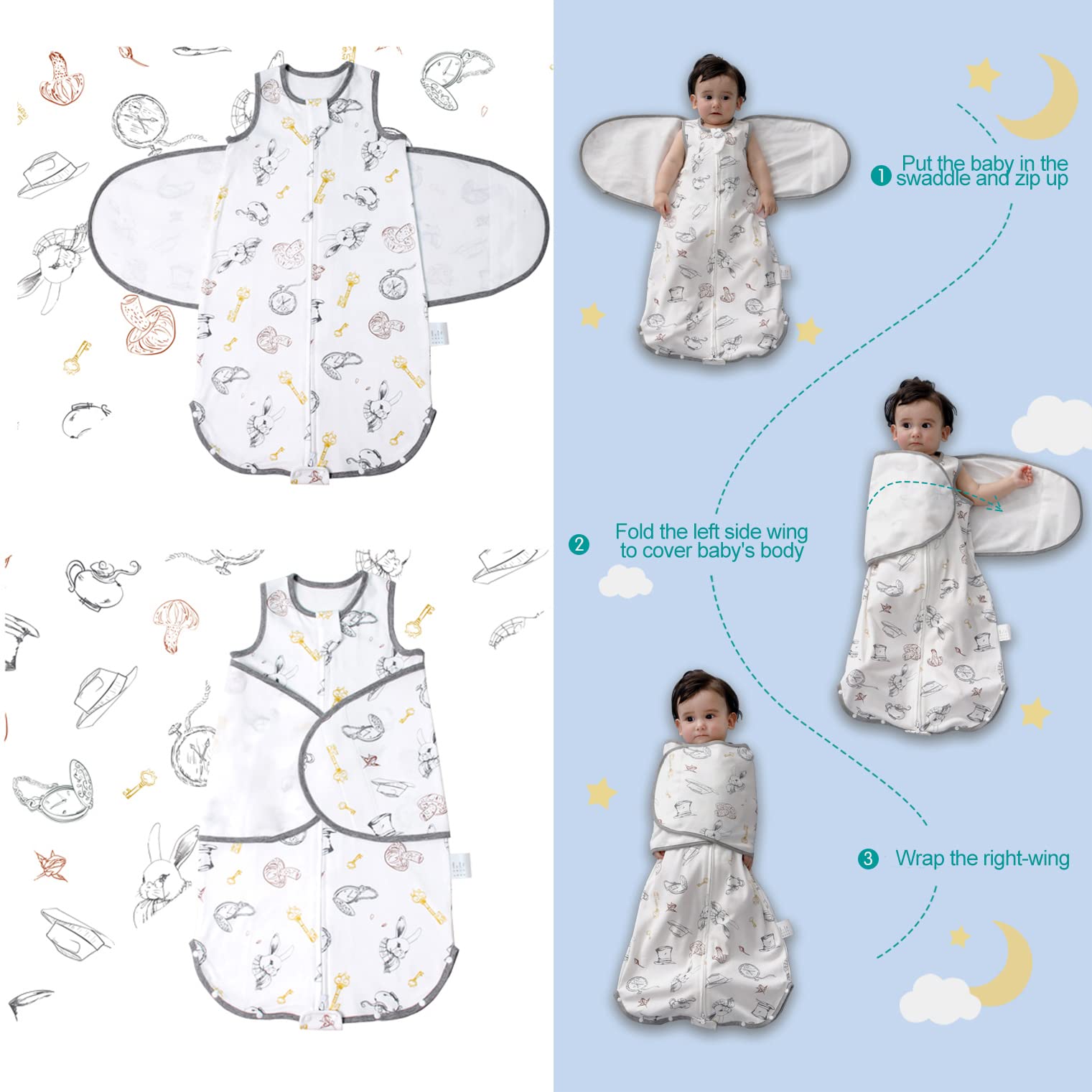 Eray Baby Transition Sleep Sack 6-12 Months -Baby Swaddle Sack Baby Wearable Blanket for Babies boy and girl