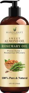 handcraft blends sweet almond oil with rosemary oil - 8 fl oz - 100% pure and natural - premium grade oil for skin and hair - carrier oil - hair and body oil - massage oil