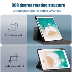 KUAELEN iPad Rotating Case for 2021 iPad 10.2 inch, Smart iPad 9th/8th/7th Generation Case with Pencil Holder, 360 Degree Roating Cover for iPad Air 3rd Generation 2019/iPad Pro 10.5(Blue Butterfly)