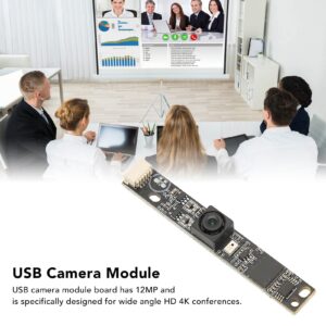 USB Camera Module, 12MP 4K CMOS Sensor Mini USB Camera Board, 123 Degree Wide Angle Lens Noise Free Industrial HD USB Webcam Board Compatible with Windows, Android, Linux, Plug and Play