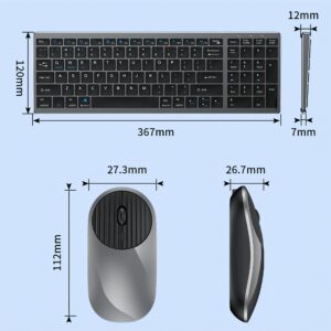 Wireless Keyboard and Mouse Combo, Bluetooth Keyboard and Mouse Rechargeable, Ultra Thin Compact Full-Size Keyboard for PC Desktop and Windows, Mac, iOS,Chrome OS, and Android Devices