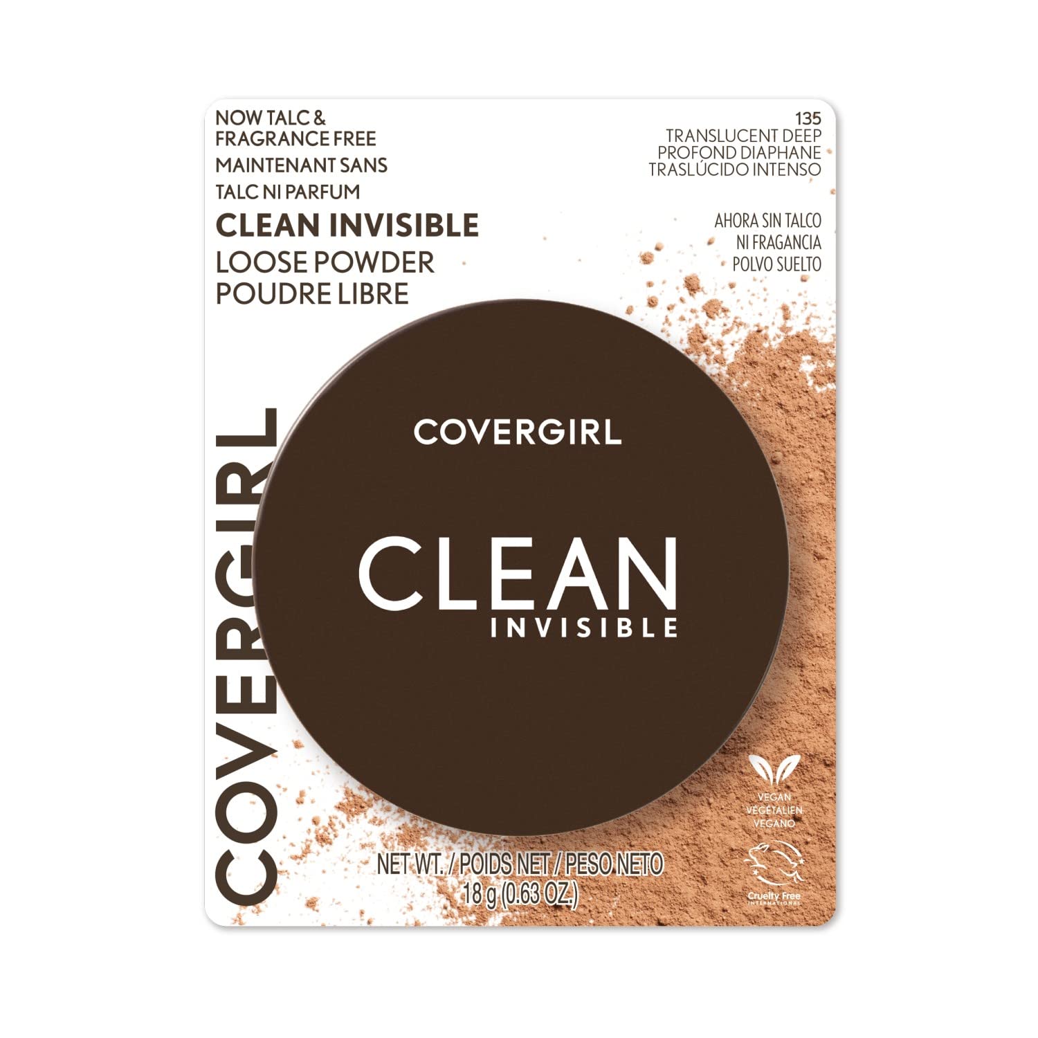 COVERGIRL Clean Invisible Loose Powder - Loose Powder, Setting Powder, Vegan Formula - Translucent Deep, 20g (0.7 oz)