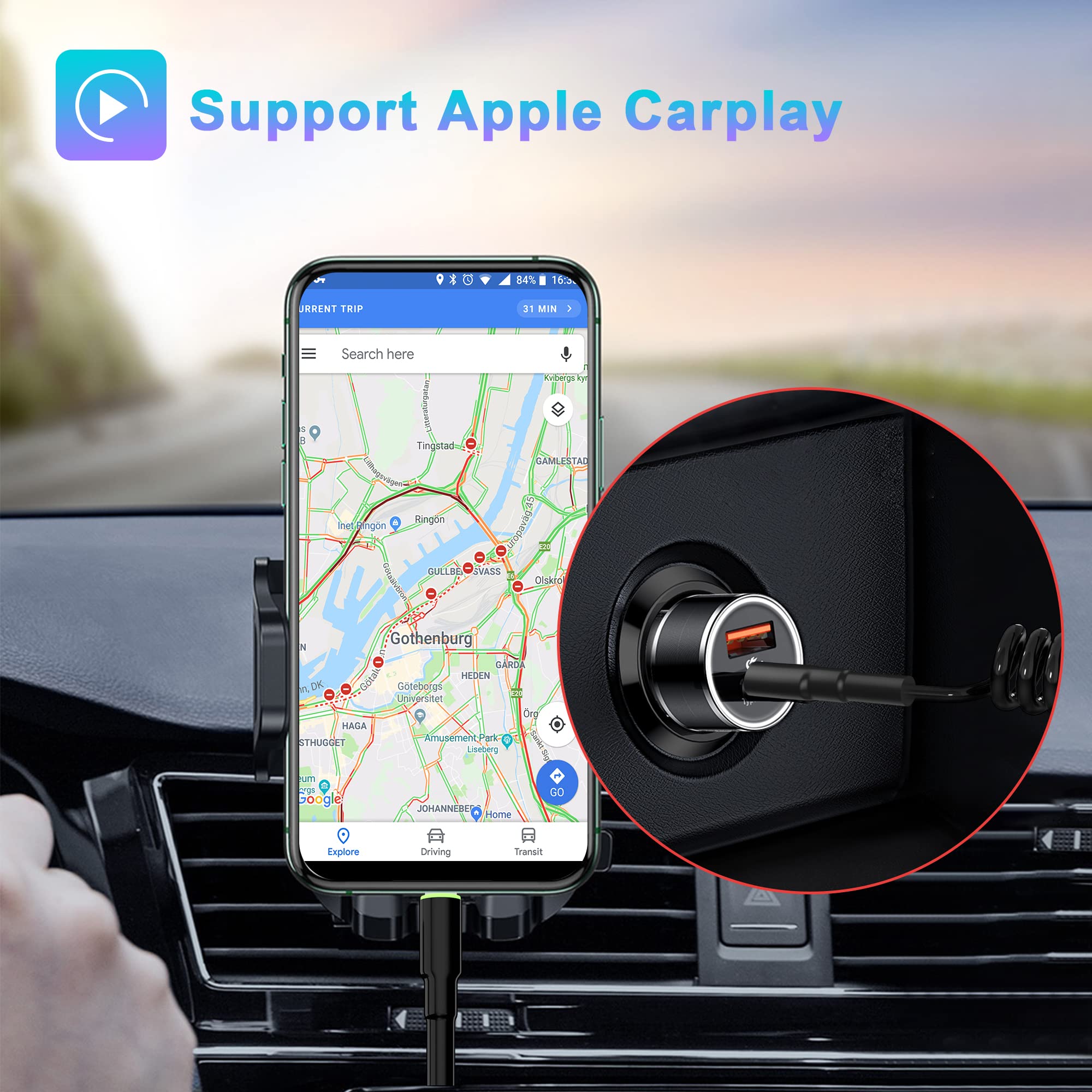 Coiled USB C to Lightning Cable MFi Certified - CarPlay Compatible Retractable iPhone Charger - Data Transmission Short iPhone Charger Cord - PD20W Fast Charging Apple Cable for iPhone14 13 12