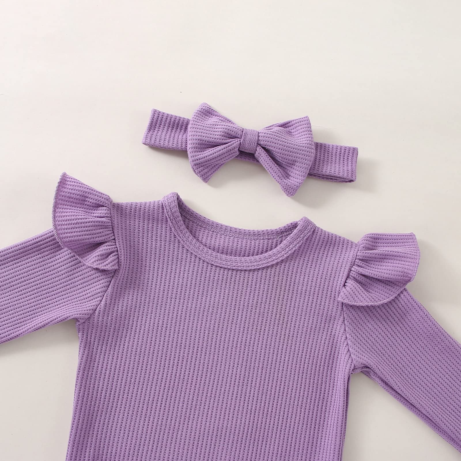 FOCUTEBB Baby Girl Clothes Fall Winter Outfits 2-3 T Infant Toddler Girls Outfit Long Sleeve Sweatshirt Pocket Pants Bow Headband Cute Baby Girl Outfits Set Purple 2T 3T