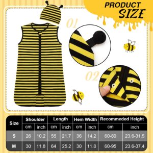 Haysandy 4 Pcs Halloween Newborn Bee Costume Blanket Baby Fleece Sleeping Sack Bee Sleeveless Swaddle Sleep Bag with Zipper(Medium)