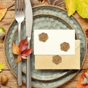 Whaline 50Pcs Thanksgiving Wax Seal Stickers Fall Pumpkin Envelope Seal Stickers 3D Vintage Gold Self-Adhesive Embossed Stickers for Autumn Wedding Anniversary Greeting Cards Snail Mails Packages Gift